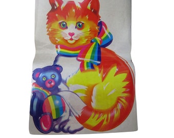 Jumbo Lisa Frank Cat Teddy Bear Ball Vintage 1984 Adesivo danificado