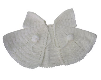 Baby Christening Vintage Handmade White Open Jacket Sweater EUC