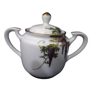 Koshida Wisteria Garland Sugar Bowl with Lid Vintage Hand Painted Japan EUC