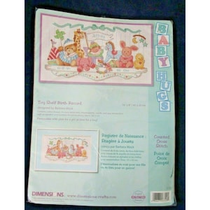 Toy Shelf Birth Record Baby Hugs Counted Cross Stitch Vintage Dimensions New