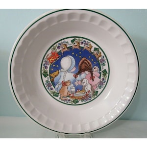 Holiday Wish 1989 Watkins Country Kids Collectors Christmas Recipe Pie Plate EUC