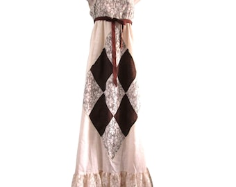 Jerell of Texas Boho spetsmuslin lapptäcke prärieklänning behöver lagas vintage 60-tal