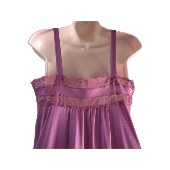 Vintage Flair Purple Plum Chemise Negligee Floral… - image 7