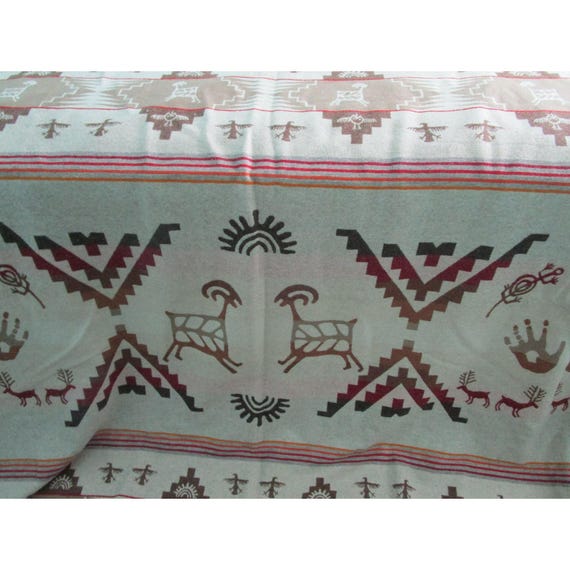 PENDLETON Painted Rock ブランケット Vintage Pendleton Wool Bedspread King Rock Art Petroglyph Earth