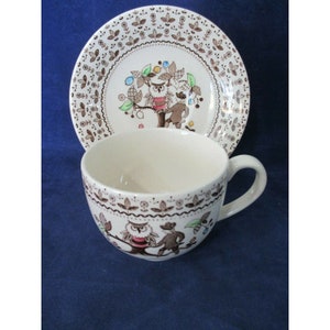 Cup Saucer Sugar and Spice Brown Johnson Brothers Ironstone Discontinued 1974-78