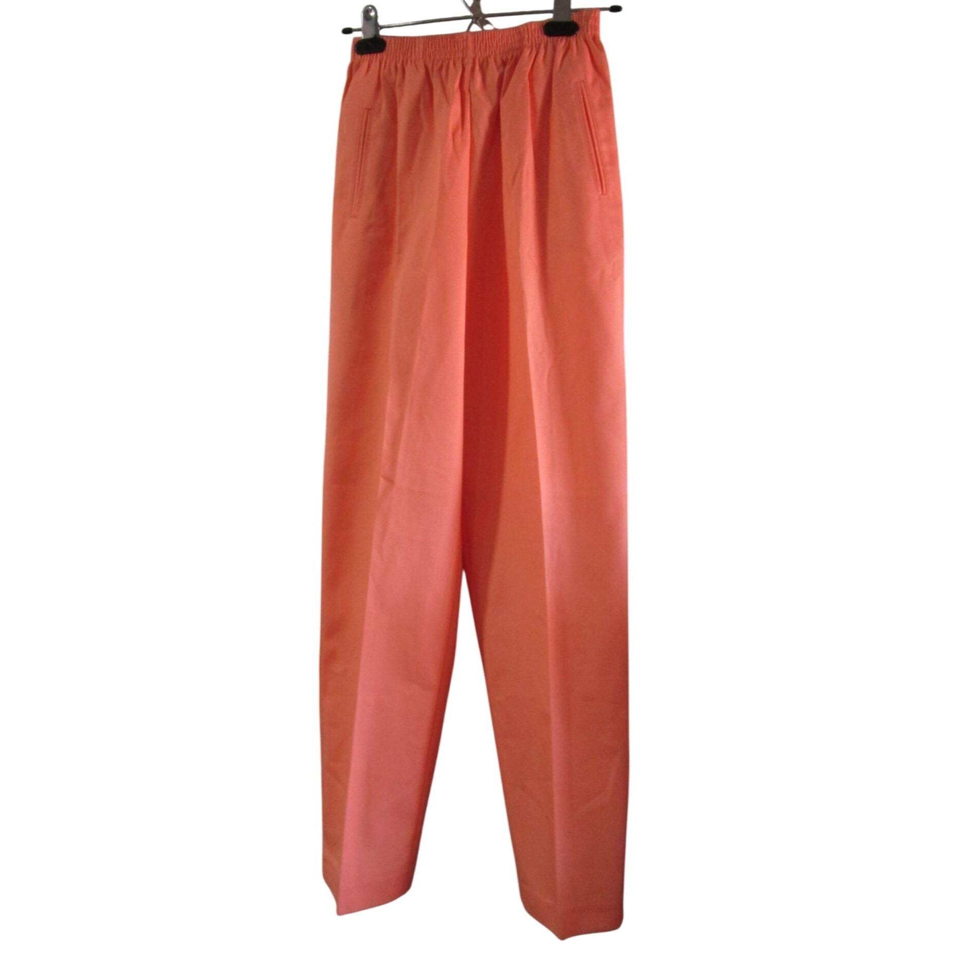 Vintage Jantzen Ladies Coral Elastic Waist Pants USA 1970s Pull On GUC