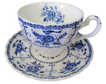 Johnson Brothers Indies Blue Teacup Saucer Inside Design Swirl Rim - Main Image