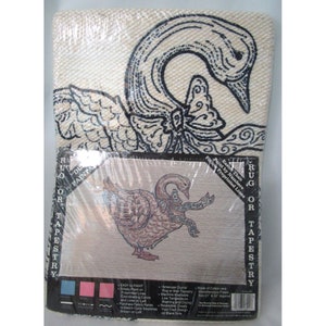 Vintage Billowy Goose Durrie Paintable Rug or Tapestry USA Made New Sealed