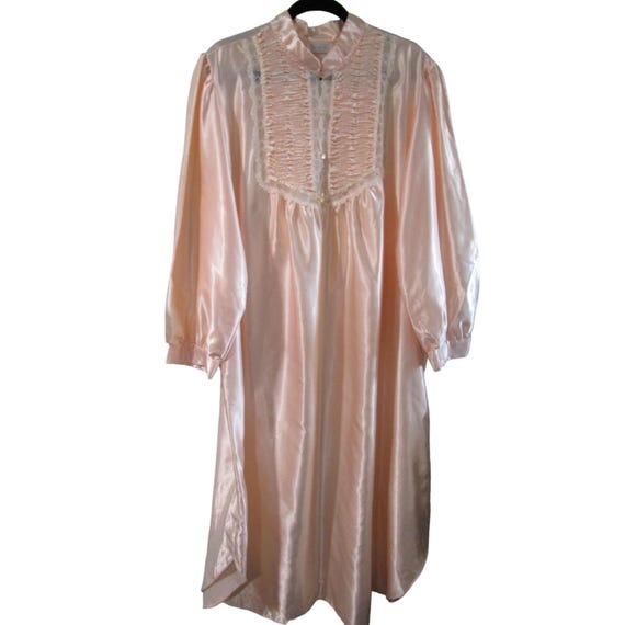 Vintage Vanity Fair Satin Lace Nightgown 2X Light Peach Long Sleeves Elegant Etsy Australia