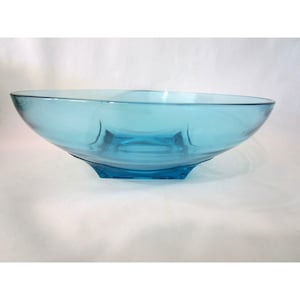 Vintage Hazel Atlas Colony Large 11&quot; Round Console Salad Bowl Capri Blue GUC