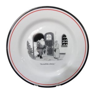 The New Yorker Christmas Cartoon Dessert Plates Restoration Hardware Exclusive GUC