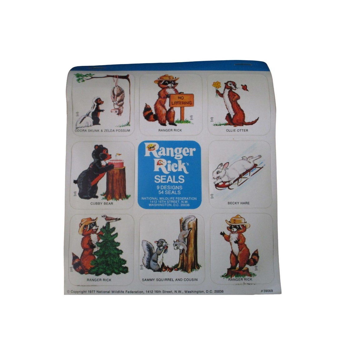 Ranger Rick and Friends 32 Stickers 1977 National Wildlife Federation ...