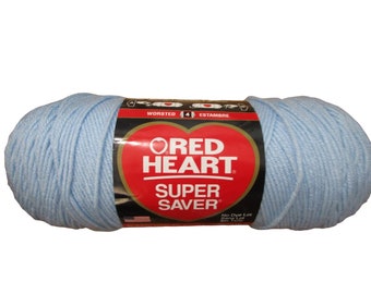 Red Heart Worsted Light Blue Super Saver Yarn One Skein New