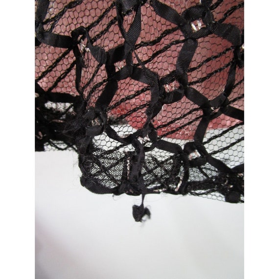 Vintage Black Lace Ribbon Pink Rayon Satin Lined … - image 7