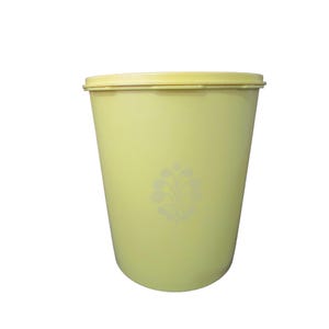 Vintage Yellow Tupperware Servalier Container With Lid - Embossed Floral Design - 805-13 Model - 10.5&quot; Tall