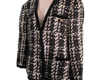 Escada Margaretha Ley Boucle Wool Blend Velvet Trim Jacket 42 Damage Button GUC