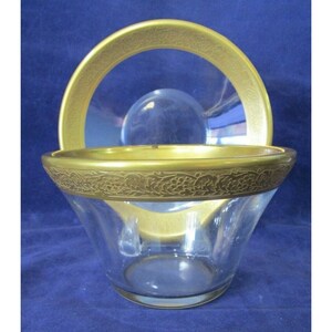 Vintage Gold Encrusted Grape Pattern Glass Mayonnaise Matching Underplate EUC