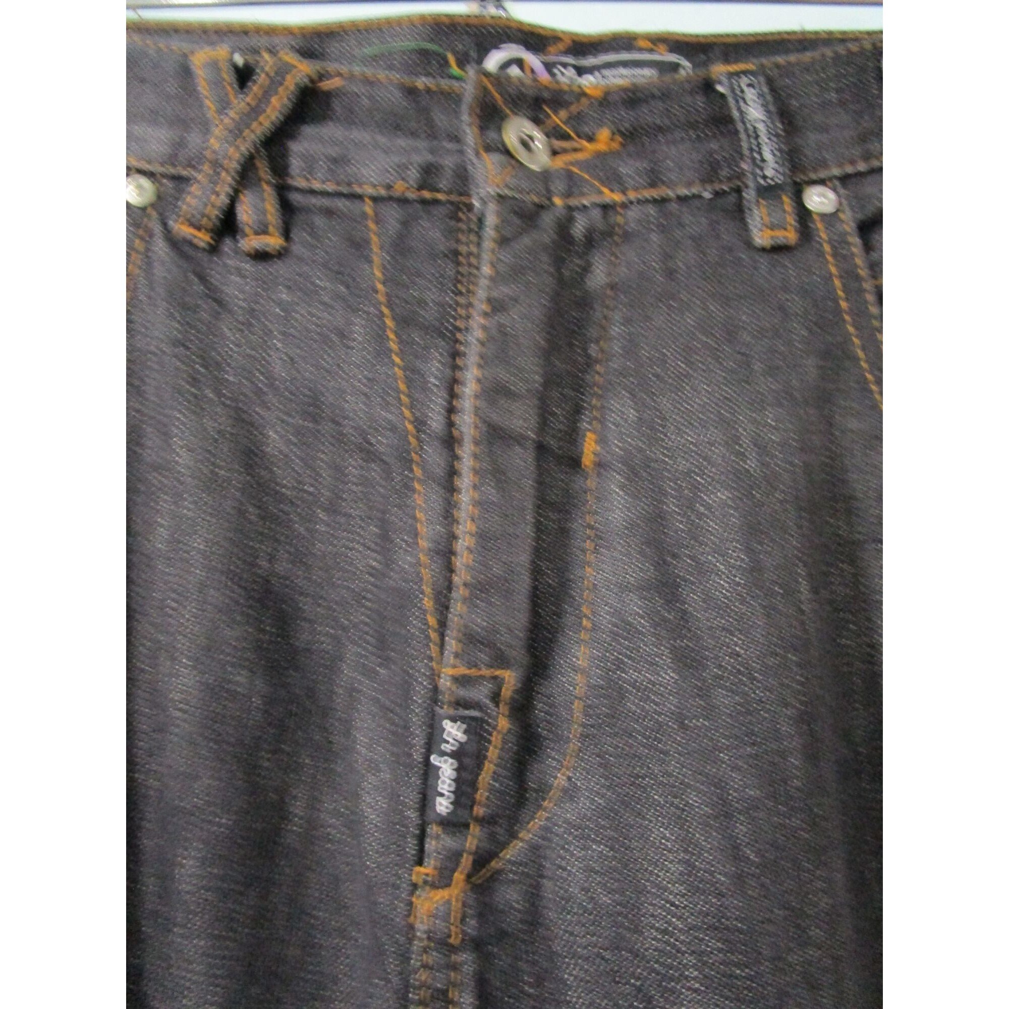 パンツ JENS LAUGESEN Vintage Ln Geans Lng Grass Roots Black Six Pocket Jeans Sz 34