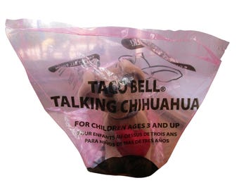 Vintage Taco Bell Talking Growl Rött Hjärta Chihuahua Plysch Fungerar Oöppnad