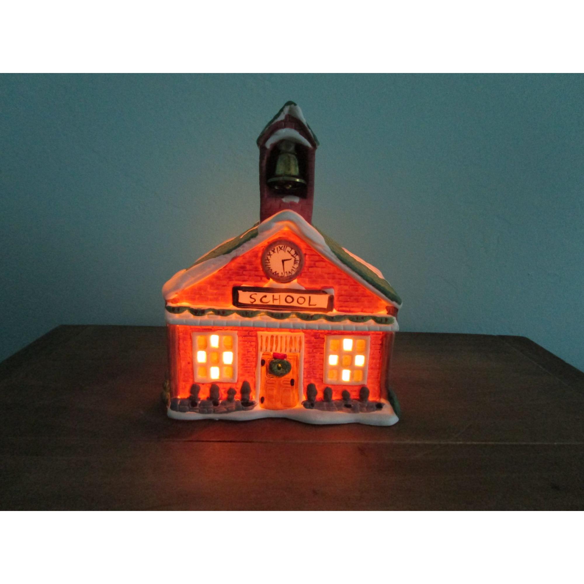 Dickensville Noma Porcelain Schoolhouse Lighted Vintage Christmas