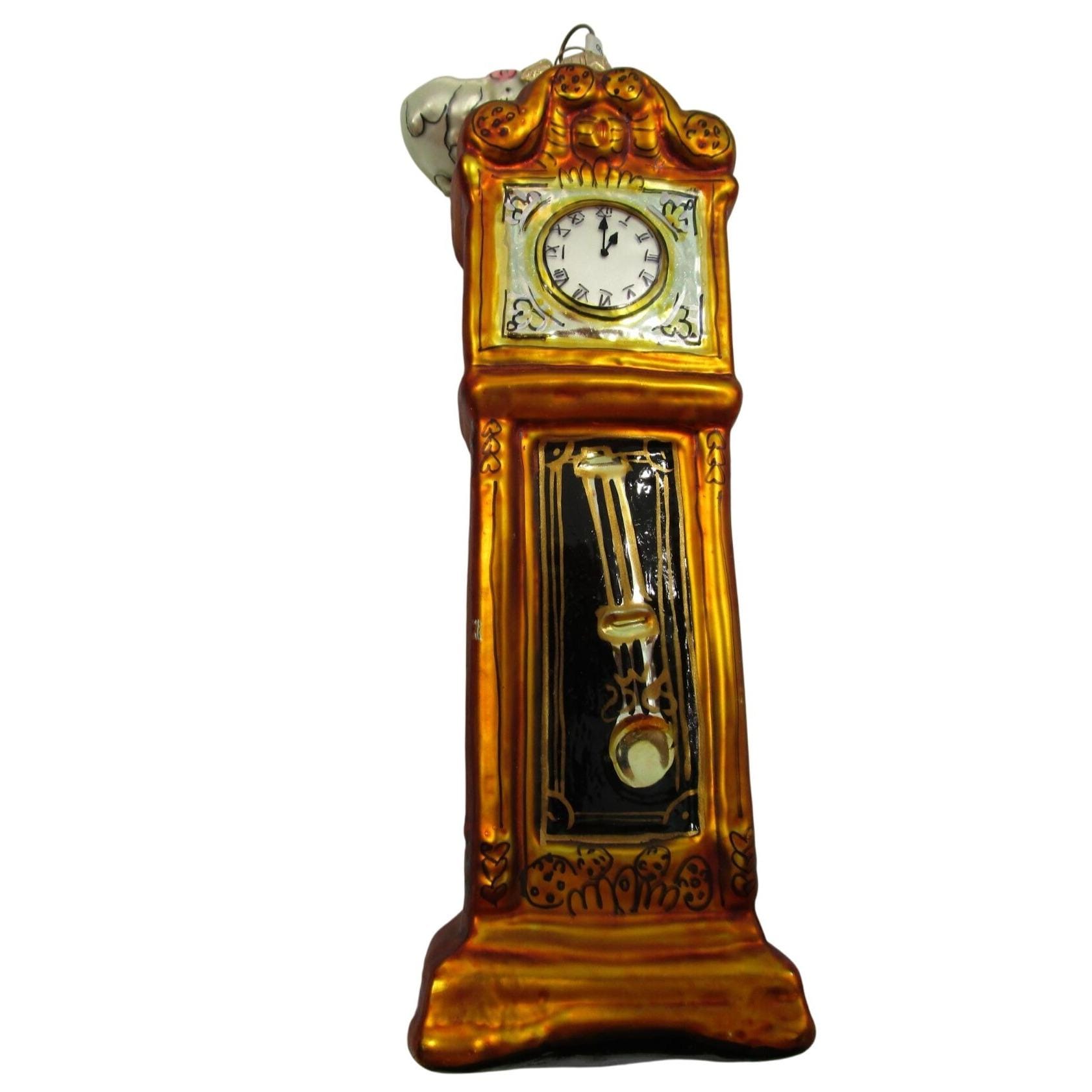 Hickory Dickory Dock Grandfather Clock Mercury Glass Ornament