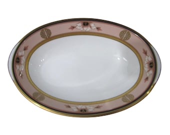 Cuenco ovalado conmemorativo para servir verduras de Noritake, estilo art déco EUC Peach