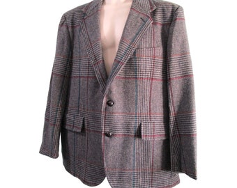 Vintage 50s Brooks Brothers Gray Herringbone 3 Roll 2 Tweed Sack