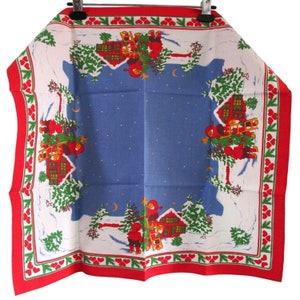 Jultomten Nisse Decorating Cottage Vintage Christmas Dinner Napkin Unmarked GUC