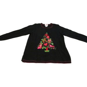 Pull De Noël Vintage Quacker Factory Qui S'allume - Taille XS Femme - Avec Ornements De Sapin