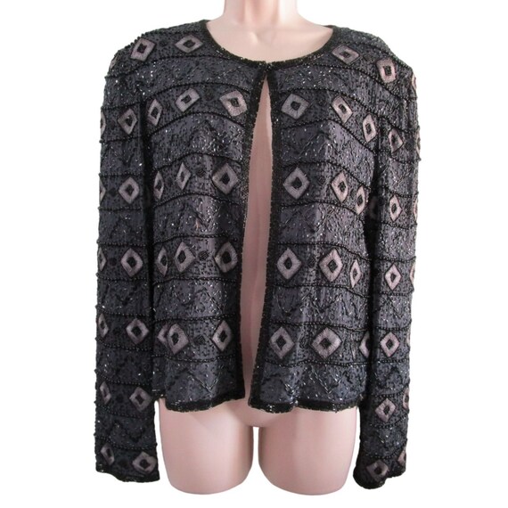 Beaded Embroidered Silk Cocktail Formal Jacket Pa… - image 9
