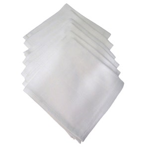 Vintage White Linen Damask Square Basket Weave Pattern Luncheon Napkins Six