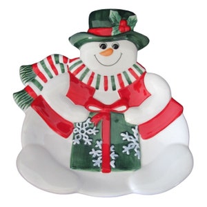 Fitz and Floyd Holiday Snowman Christmas Canape Plate 2003 Retired IOB GUC