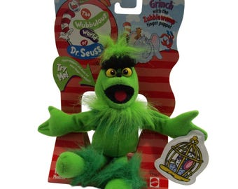 Dr Seuss Den wubbulous världen Grinchen Zubblewump fingerdocka Mattel Vintage ny