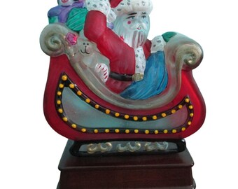 Old World Christmas Santa im Schlitten Licht 10-jährige Jubiläumsausgabe Handgemalt EUC