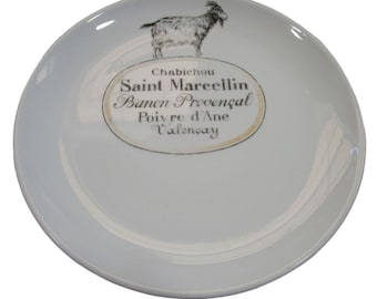 French Country Rustic Goat Cheese Plate Porcelaine D'auteuil Made in France GUC