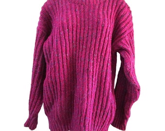 John Molloy Hand Knit Chunky Oversize Sweater Purple Speckled Ireland No Sz  EUC