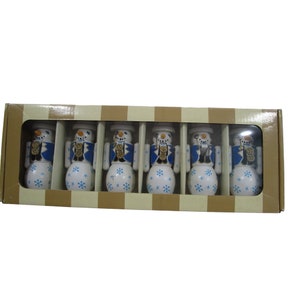 Bombay Company Snowman Place-kaarthouders Eén beschadigde vintage 2000 GUC Zes IOB