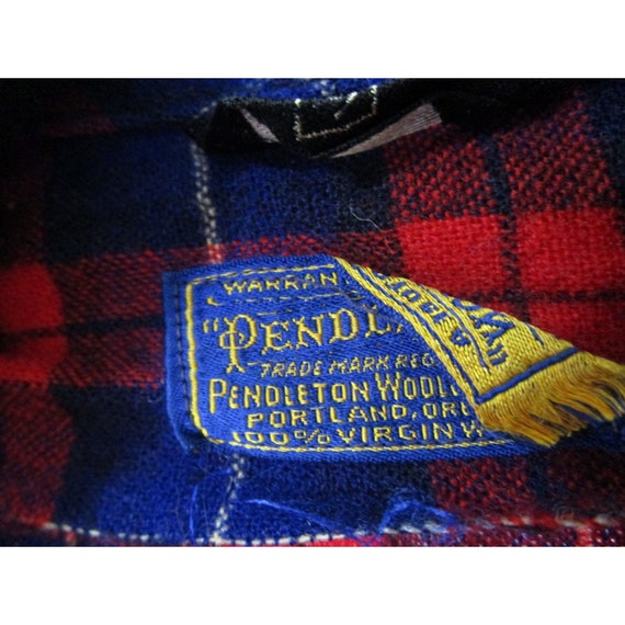 Vintage Pendleton Men's Robe Red Blue Plaid Pre 1… - image 7