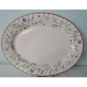 Summer Chintz by Johnson Brothers 11&quot;Oval Platter Floral Pink Trim 1988-2003 GUC