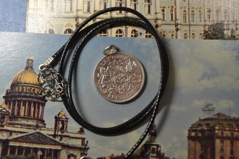 Latvian silver coin necklace Vintage necklaceLatvian 1 lats 1924 coin necklaceSilver necklaceCoin jewelrySilver coinHandmade