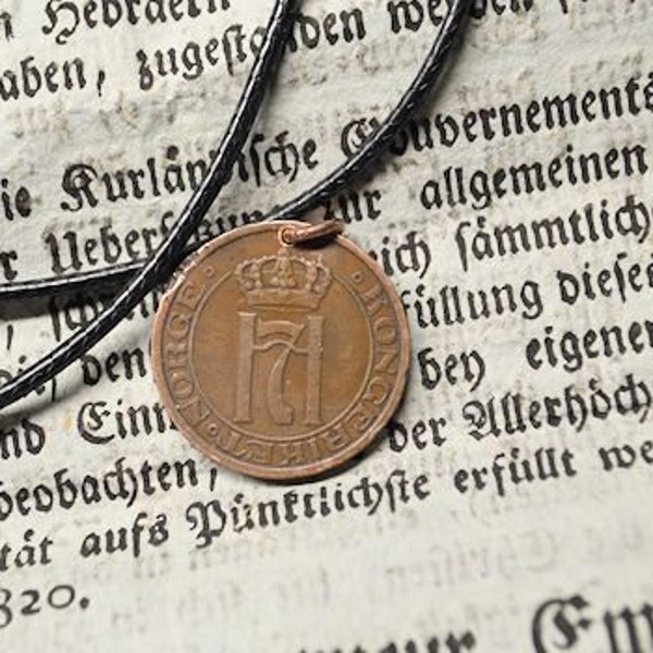 Norway's coin pendant//2 ore 1933//Norge coin//Vintage coin//1933//Coin jewelry//Copper jewelry//