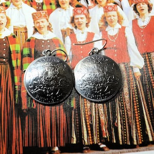 Latvian silver 835 coins earrings//Handmade earrings//Earrings for women//Sterling silver coin/ 1 lats 1924//