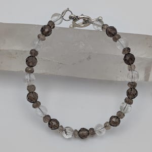 Smoky Quartz and Rock Crystal Bracelet II; Gemstone Bracelet; Beaded Bracelet; Gemstone Jewelry; Beaded Jewelry; Handmade; OOAK