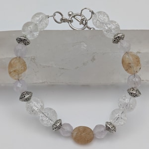 Rock Crystal, Amethyst, and Citrine &#39;Aura Balance&#39;  Bracelet; Gemstone Bracelet; Beaded Bracelet; Gemstone Jewelry; Beaded Jewelry; OOAK