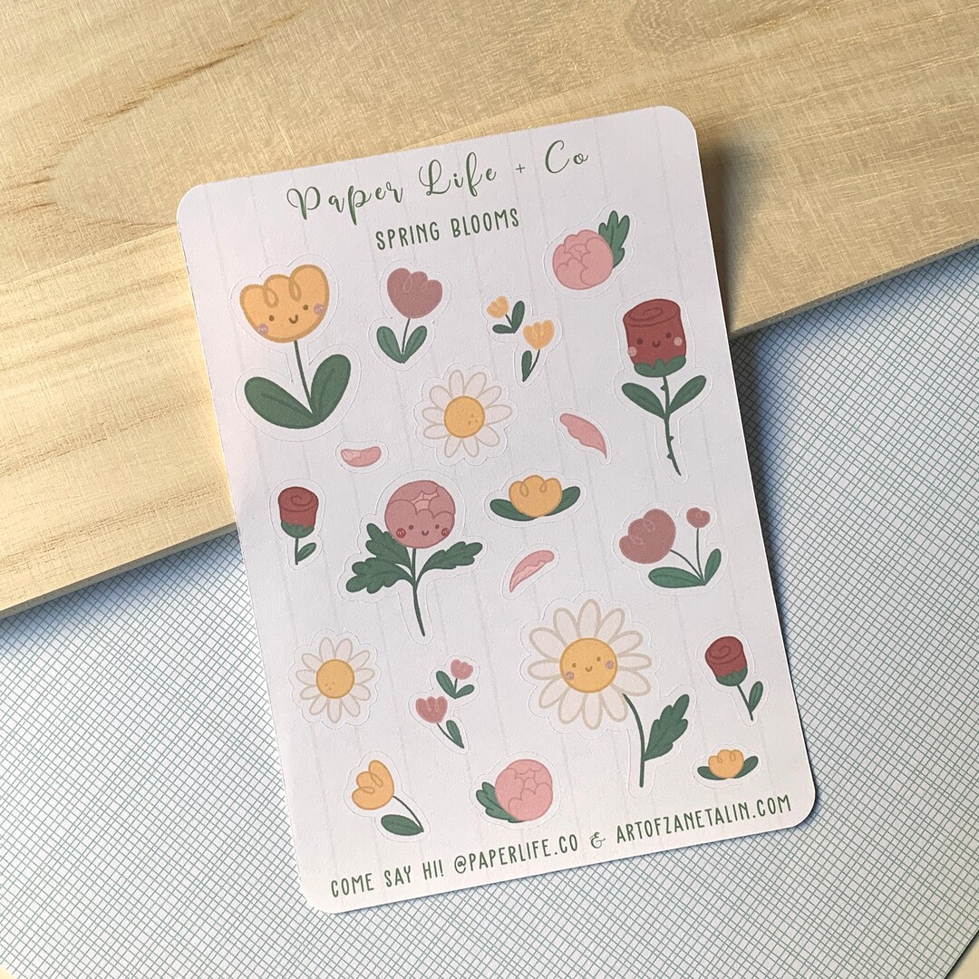 Cute Spring Floral Planner / Bujo Sticker Sheet - Etsy