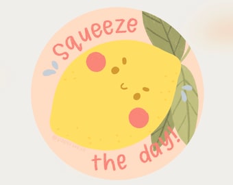 Cute Lemon "Squeeze the Day" Vinyl Sticker