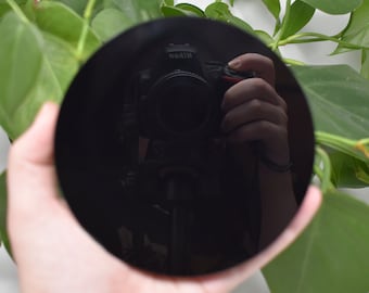 Black obsidian mirror reflective scrying disc with stand beautiful obsidian mirror four choices carved front different designs to choose