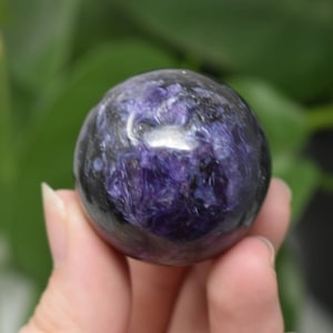 Natural charoite crystal ball rare russian stone polished sphere