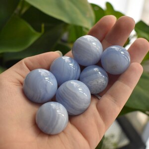 Blue lace agate spheres beautiful baby blue banding crystal ball mini gemstone meditation orb