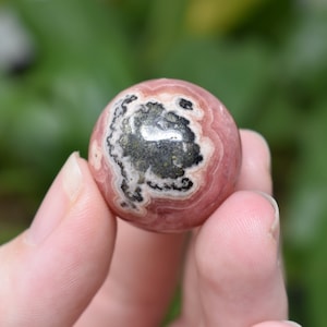 Rhodochrosite sphere natural stone rare gemstone polished crystal ball with stand